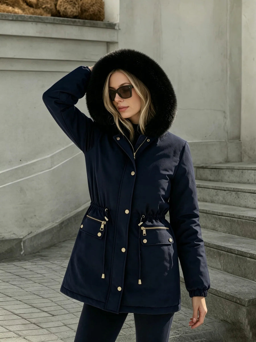 Slim-fit Workwear Padded Cotton Coat Mid-length Fashionable Outerwear