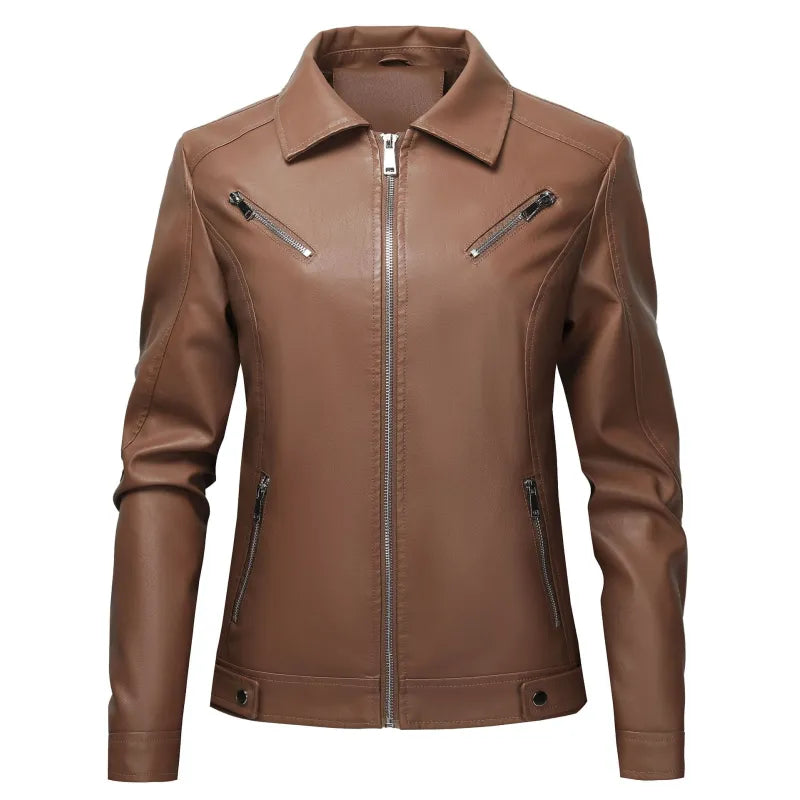 Women's PU Leather Jacket Korean-style Casual And Trendy
