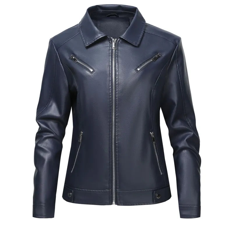 Women's PU Leather Jacket Korean-style Casual And Trendy