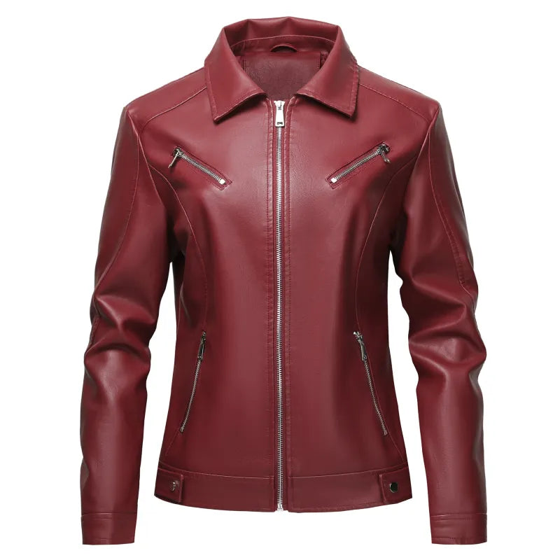 Women's PU Leather Jacket Korean-style Casual And Trendy