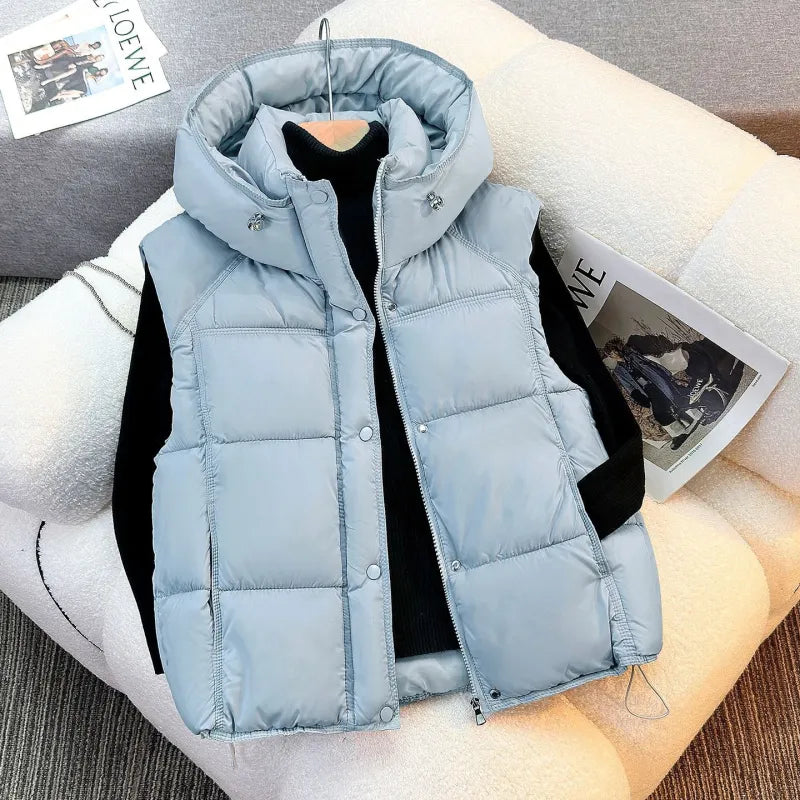 Women's Loose-fitting Hooded Sleeveless Vest Jacket