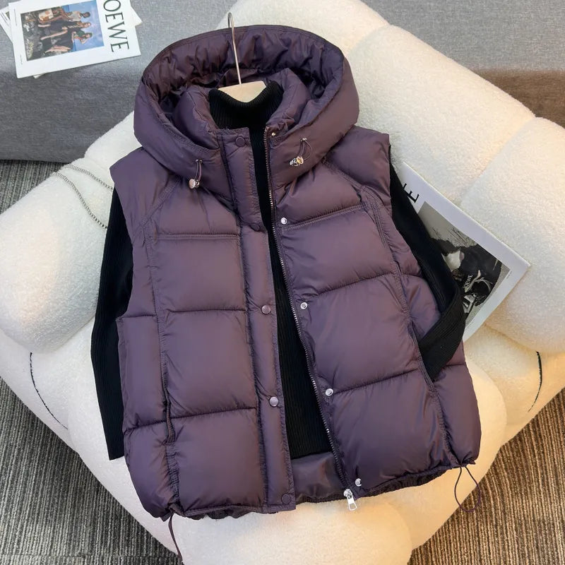 Women's Loose-fitting Hooded Sleeveless Vest Jacket