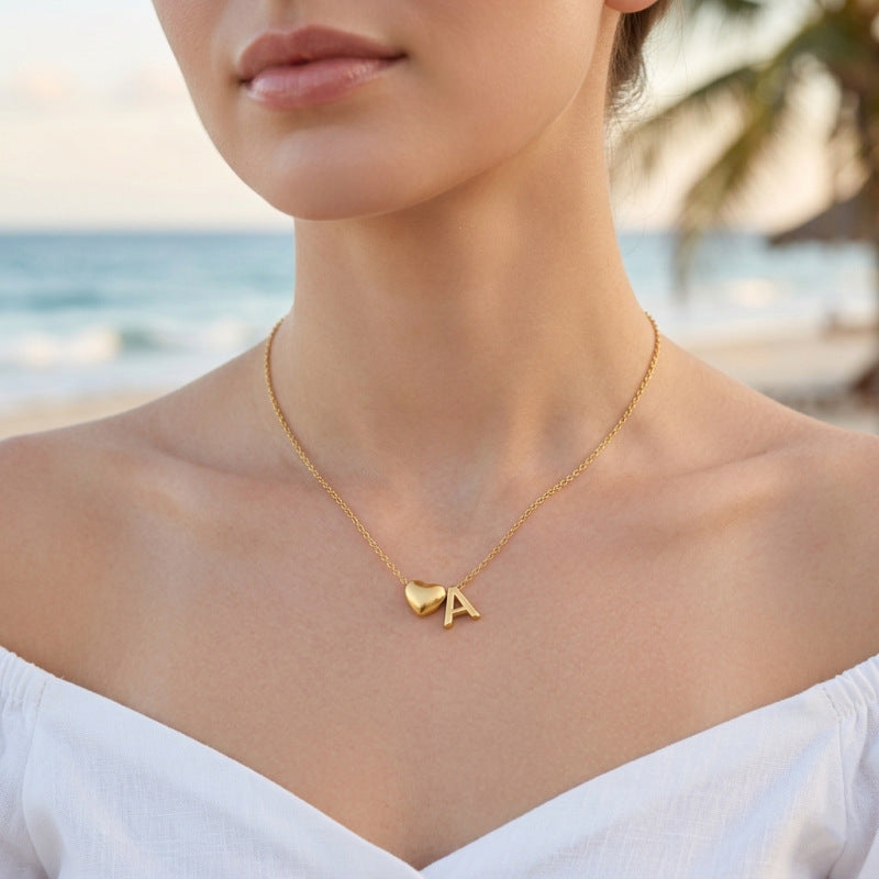 Women's Heart Initial Pendant Necklace